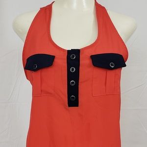 The Arte by Zenana Top L Orange Blue Sleeveless